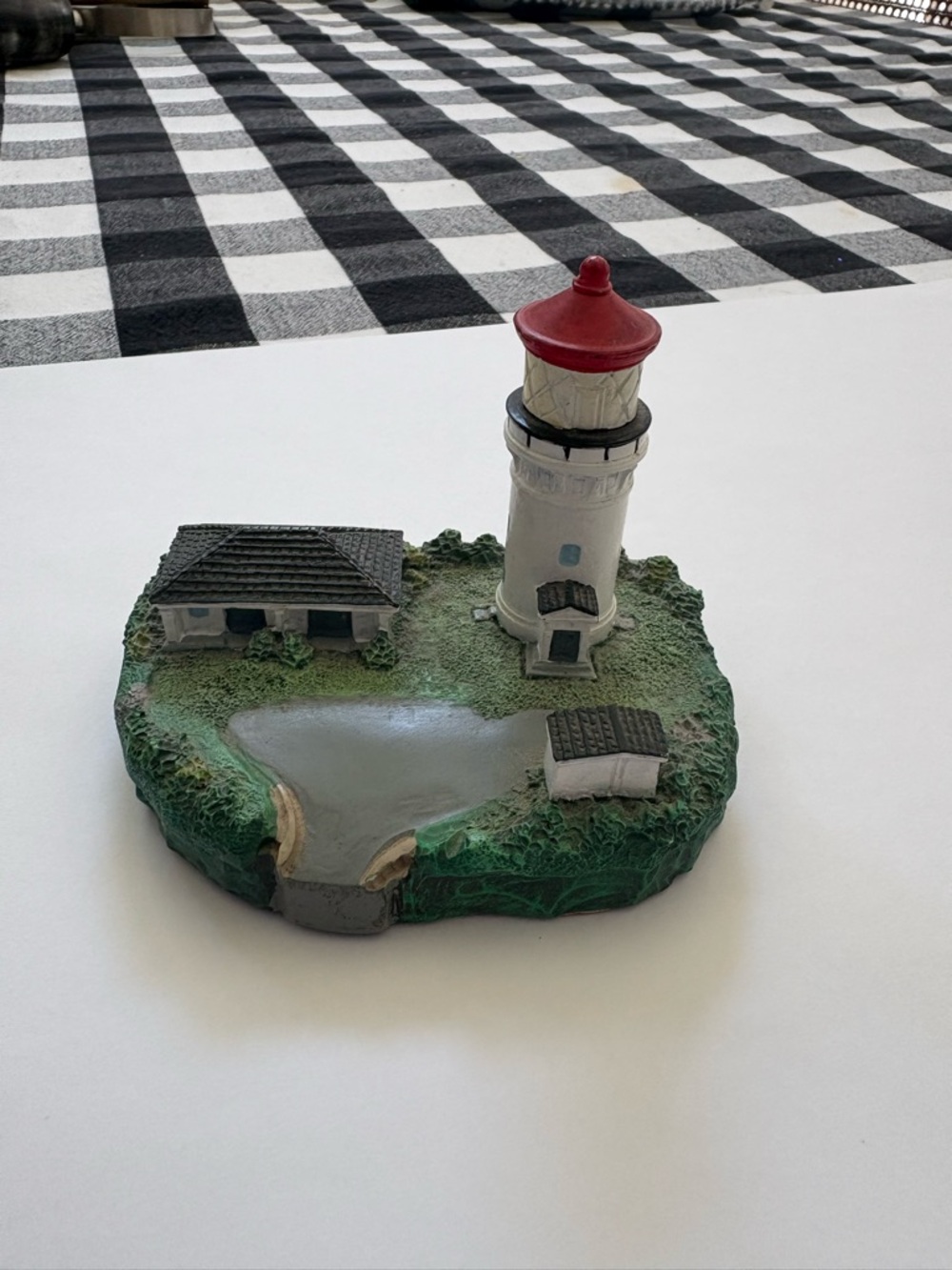 White and Red Lighthouse Figurine Decorative Accent made by Spoonliques